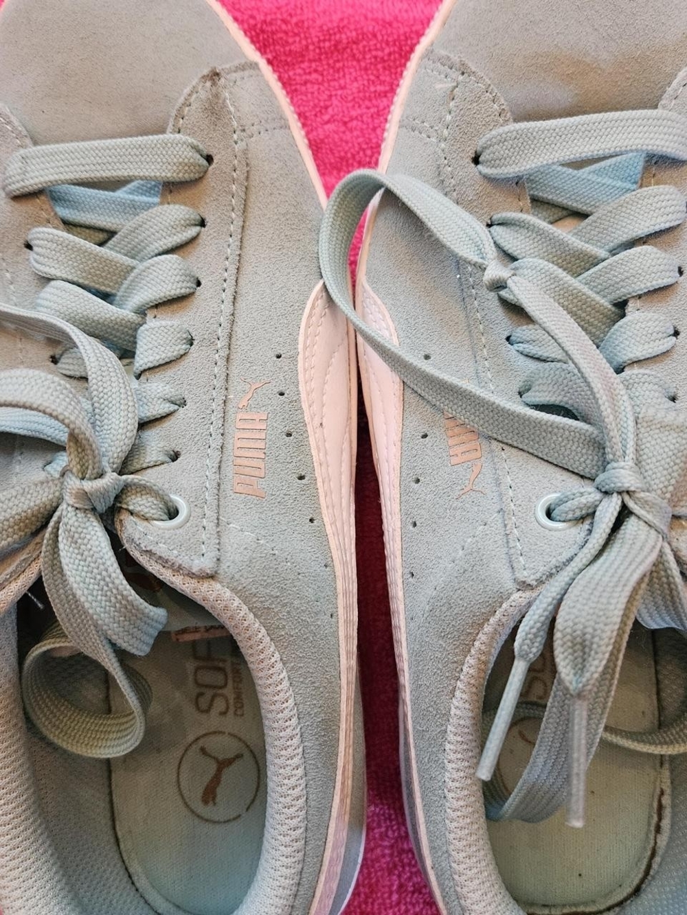 Puma Women's Suede Lace-Up Sneakers in Light Green